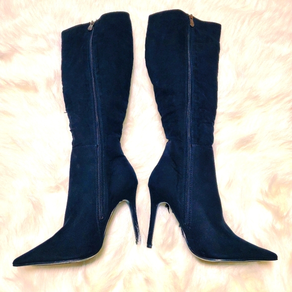 Knee High Heeled Boots with Fringe - Picture 4 of 6